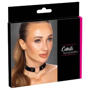 Чокер Cottelli Collection — чёрный матовый 4 см, регулировка 31–42 см, металлическое сердечко