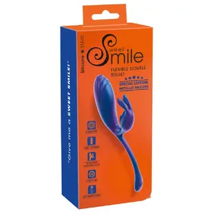 Flexible metallic double lighting fixture, sweet smile 54063400000 — silicone dual bullet vibrator, 22.5 cm, rechargeable