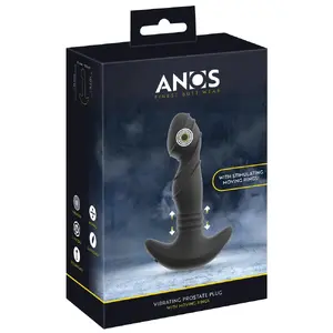 Anālais plug ANOS Moving Rings, regulējams izmērs, vibrējošs prostatas plugs, silikons, uzlādējams, kopējais garums 16,3 cm, ievietošanas garums 13 cm, Ø maks. 3,8 cm