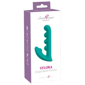 Trusīša pērļu vibrators beau coeur Sylora Unique Beads — silikons, uzlādējams, kopējais garums 17 cm, ievietošanas garums 13,5 cm, Ø līdz 3,5 cm