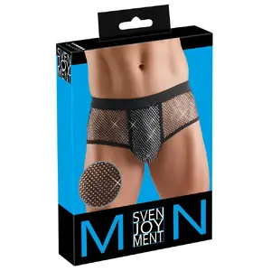 Men's pants Svenjoyment M model 21204701711 — size M, black, polyester/spandex with gem-decorated front and mesh inserts