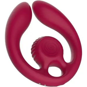 Pāru stimulators Snail Vibe Gizi Duo ar tālvadību — burgundijas, ergonomisks bezroku dizains
