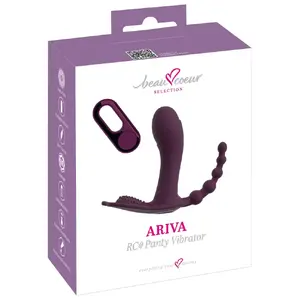 Nēsājams biksīšu vibrators beau cœur ARIVA RC — trīs motoru, uzlādējams, silikons, kopējais garums 11.7 cm