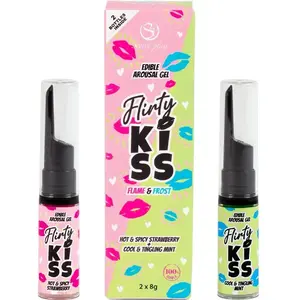 Orālie gēli SECRETPLAY Flirty Kiss, zemenes un piparmētra, 2 x 8 g
