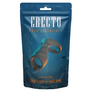 Penis sleeve Erecto Cock Sleeve with Ball R — soft Liquid Silicone, 8 cm length, inner Ø 3 cm sleeve, inner Ø 4.2 cm ball ring