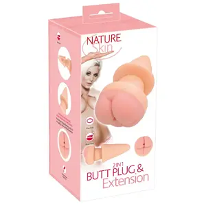 Анальная пробка nature skin Butt Plug & Extens — TPE (под силикон), коническая форма, общая длина 19,5 см, глубина введения 14 см, внешний Ø 3–8,5 см