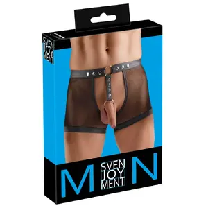 Мужской джок-стрэп Svenjoyment Men's Jock M — прозрачная сетка, вельветовые wetlook-детали, регулируемое металлическое кольцо Ø 3,9 см, регулируемая талия