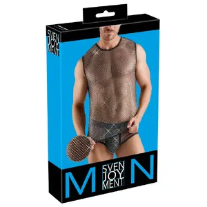 Men's Net Shirt by Svenjoyment Model L — Size L, Black, Breathable Open-Weave, 90% Polyester/10% Spandex