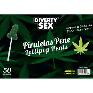 Sviestmaizes DIABLO GOLOSO D-244782 — 50 penis‑formas kietie konfektes ar kanabisa aromātu
