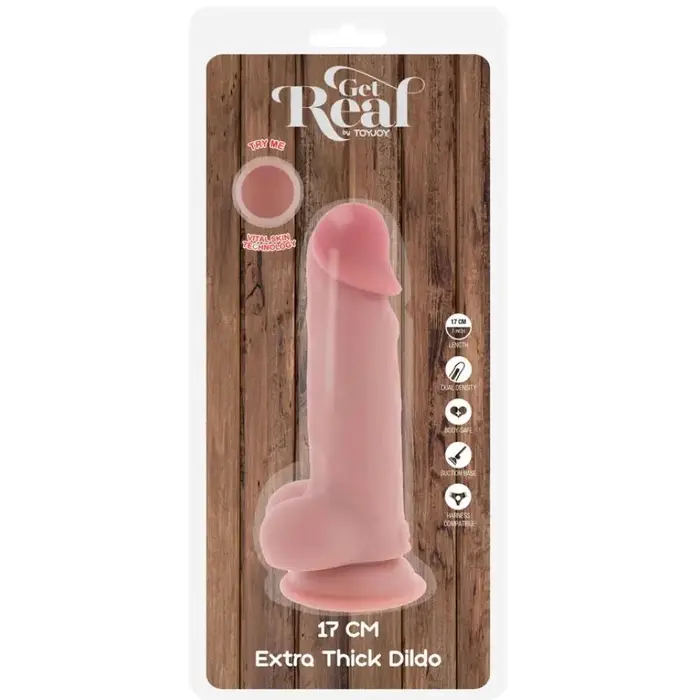 Dildo GET REAL Deluxe ar sēkliniekļiem — 17 cm Photo 4