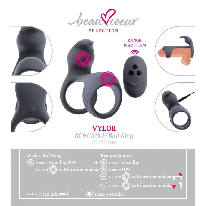 beau cœur Vylor RC Cock & Ball — silicone ring set Photo 13