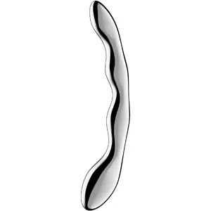 Двухконечный стальной дилдо SATISFYER DILDO Cosmic Crest 2 — полированная сталь, два жестких вала