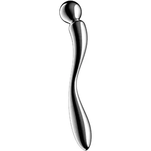Двусторонний дильдо из нержавеющей стали SATISFYER Star Force 2 — жесткий металлический, двусторонняя вставляемая конструкция
