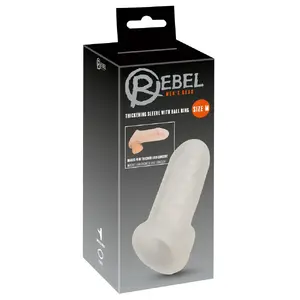 Peniša uzgaļs rebel Rebel Sleeve M — vidēja izmēra teksturēts TPE uzgalis ar bumbu gredzenu, garums 16,5 cm, ievade 13,5 cm, Ø 5 cm