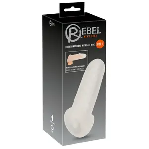 Насадка на пенис rebel Rebel Sleeve L — TPE мягкая текстурированная закрытая утолщающая насадка с кольцом, длина 16.5 см, посадочная глубина 13.5 см