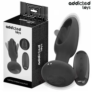 Anal plug with vibrating tongue, addicted toys D-244528 — silicone, rechargeable, wireless remote