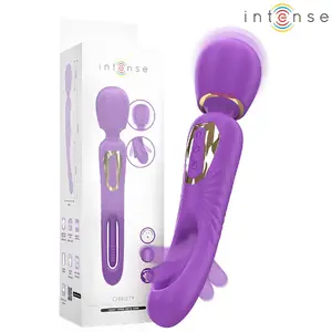 Vibrējošs masieris-ruža INTENSE Christy ar apgāžamu mēlīti, uzlādējams, elastīga galviņa