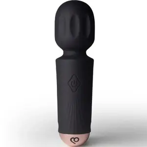 Wand massager rocks off Mini Rechargeable Wand — 16 functions, Black Tulip, compact USB-rechargeable silicone head