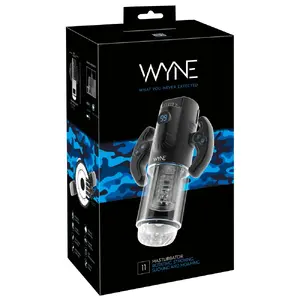 Male masturbator WYNE Masturbator 11 — handheld device, double motor, rotating and stroking sleeve, suction, rechargeable, removable sleeve (29×18×9 cm)