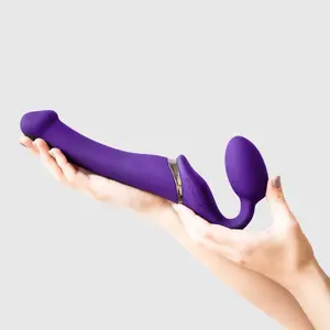 Strap-on-me vibrating strap-on dildo with remote, 3 motors, silicone, 156 mm length, 33 mm diameter — purple