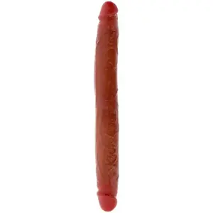 Double-ended silicone dildo, GET REAL, 35 cm — caramel color, flexible dual-ended design