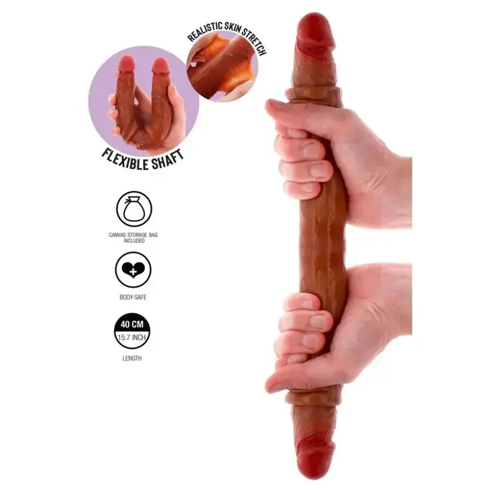 Abpusējs silikona dilds GET REAL Caramel 40 cm Photo 2
