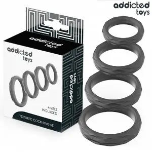 Cock ring set by addicted toys — textured silicone rings, 4 sizes (set)