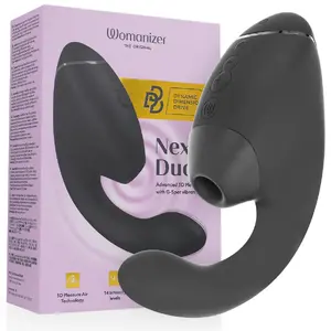 Divkāršs klitora un G-punkta stimulators WOMANIZER DUO NEXT — melns, dubultā stimulācija, uzlādējams