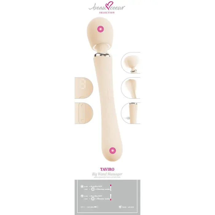 Wand massager beau cœur Taviro — rechargeable silicone wand Photo 11