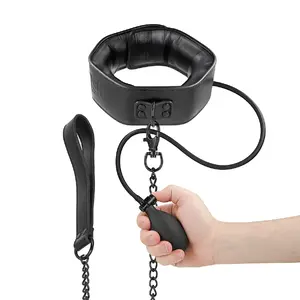 Piepūšams šaušanas kakla siksna ar ķēdi — FETISH SUBMISSIVE EXTREME (D-245072)