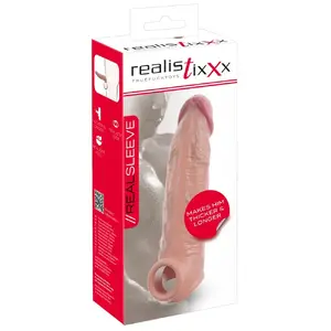 Paplašinājuma uzmava uz dzimumlocekļa RealistixXx Realistixxx Extension Sleeve — silikons, pagarina par 6,5 cm, kopējais garums 20,5 cm, ievades dziļums 11,5 cm