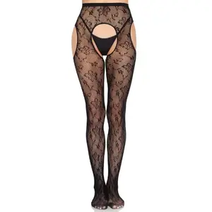 Suspender tights LEG AVENUE 1967 Bloom Net, black, one size