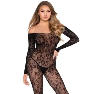 Bodystocking LEG AVENUE 89366 – lace one-piece lingerie, black, one size