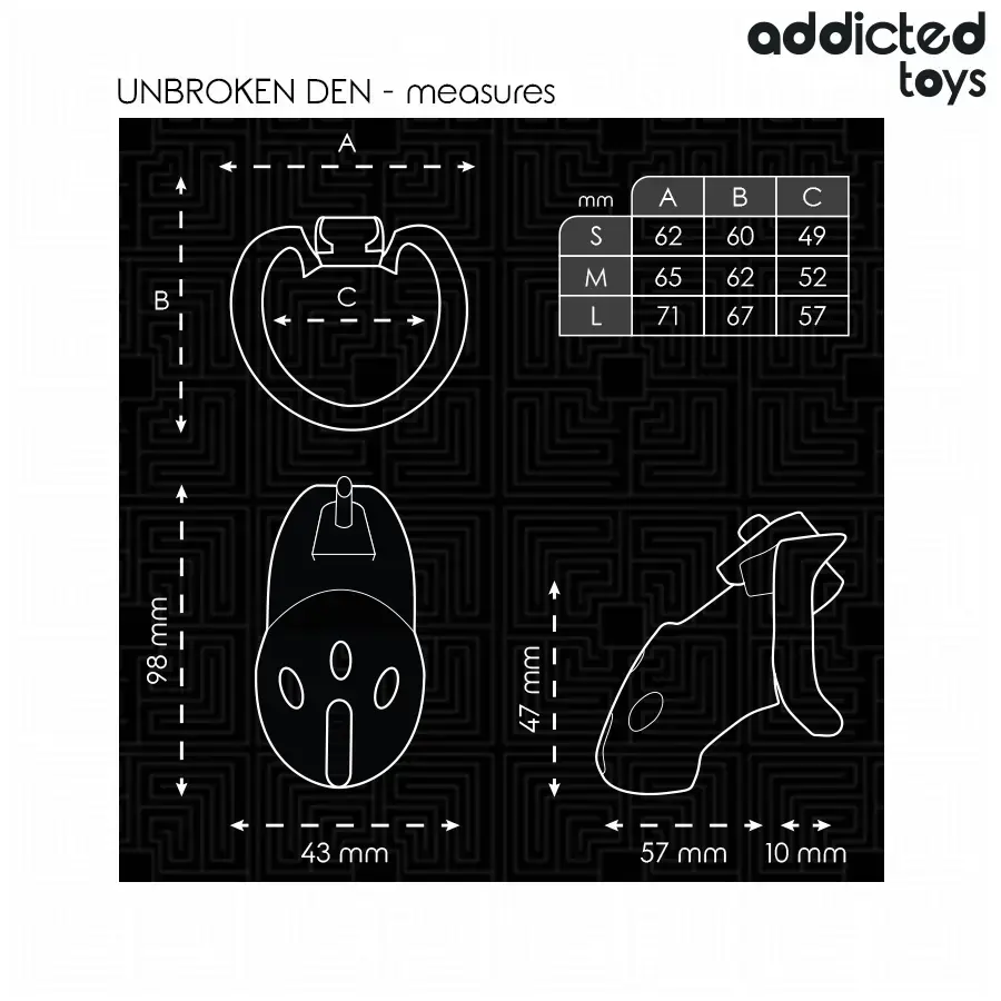 Dzimumlocekļa būris ADDICTED TOYS LOCKED Unbroken Den 9,8 cm Photo 5
