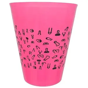 diablopicante Diablo Picante Fuchsia Cup 500 ml with Black Penis Prints - Drinkware