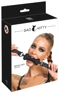 Кляп Bad Kitty Dog Bone, силиконовый жгутик 12 см, ширина 2,5–4,5 см, ремешок из ПУ, металлическая пряжка