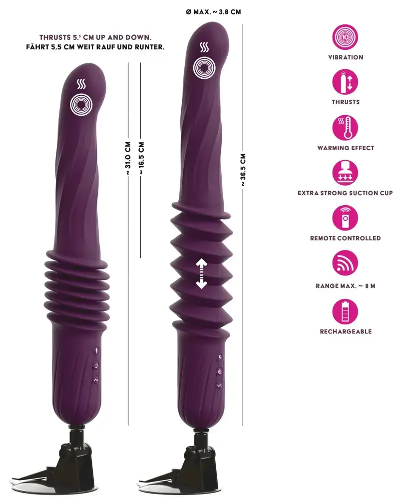 Толкающий вибратор You2Toys RC Warming Fucking Machine Pur Photo 15