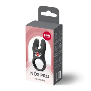 Кольцо-стимулятор Fun Factory NŌS PRO Nos XL Black — виброкольцо с двумя моторами, 7 режимов, водонепроницаемое, перезаряжаемое, силикон/ABS
