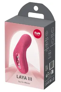 Lay-on vibrator FUN FACTORY Laya III Raspberry — rechargeable, waterproof, silicone, 10 modes (vibrations + knocking)