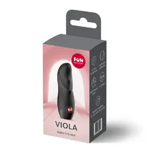 Bullet vibrators Fun Factory Viola Black — silikona, ūdensizturīgs, 12 režīmu, bateriju darbība (2×AAA)