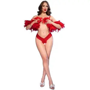 Трусики-стринги CHILIROSE CR 4885 — открытый шаг, красные, размер XL
