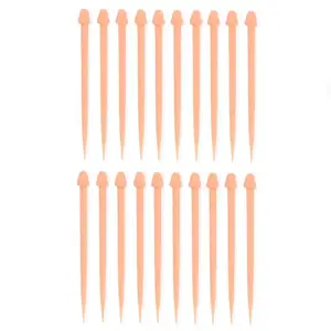 Penis-shaped Food Picks 20 pcs — diablopicante DIABLO PICANTE model D-245394, flesh color, manual snack picks