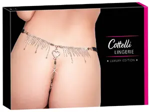 Стринги Cottelli Collection со стразами, регулируемый пояс, черные
