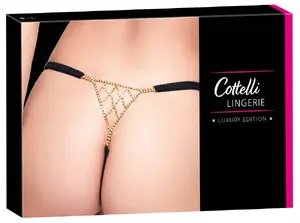 Стринги Cottelli Collection со стразами и регулируемым поясом, черные