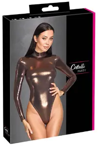 Cottelli Collection Long Sleeve Thong Body in Rose-Gold Copper