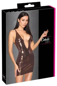 Cottelli Collection Mini Dress and String Set, Size XL, Rose-Gold Copper