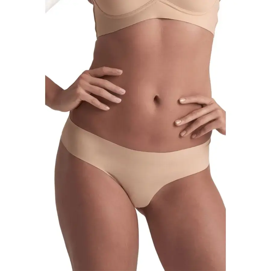 Bye Bra Invisible Thong 2-Pack Beige and Black Size M Photo 2