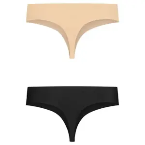 Bye Bra Invisible Thong bezvīļu stringi, 2 gab. komplekts, bēšā un melnā krāsā, izmērs XXL
