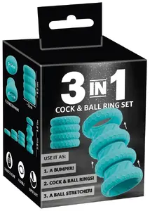 You2Toys 3in1 Cock and Ball Ring Set, 4-Piece Flexible Silicone Ring System