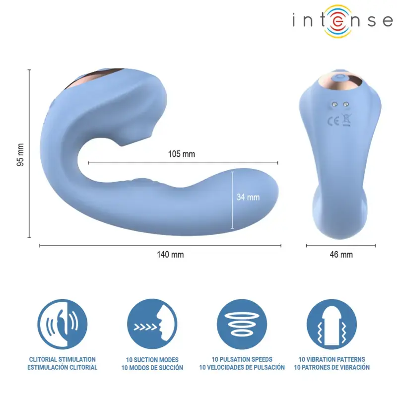 INTENSE GINA Multifunction Clitoral Stimulator - Blue Photo 6